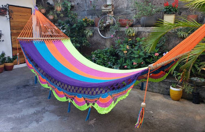 Violet, Turquoise, Orange, Pink and Lime Green Hammock - Natural Cotton | Columpiame