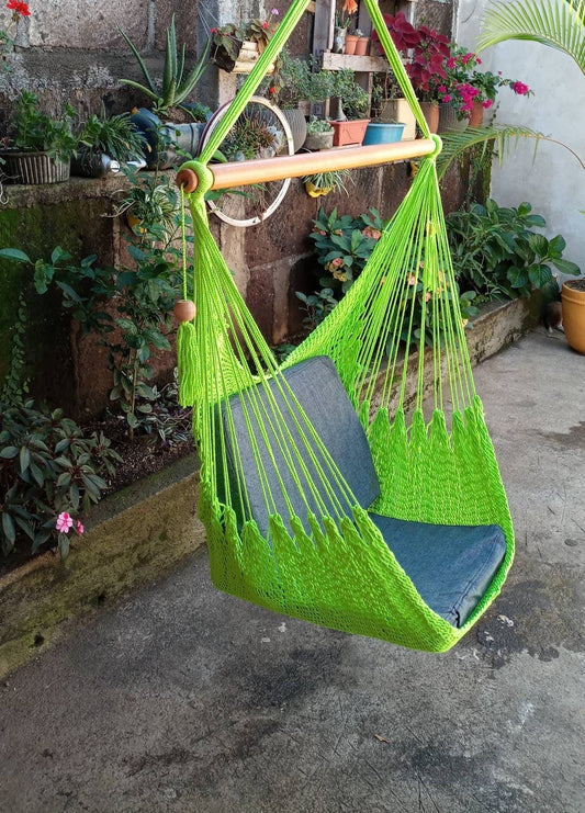Wonderful Light Green Hanging Chair - Natural Cotton & Wood | Columpiame