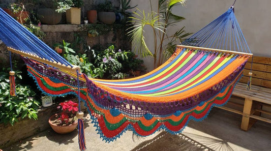 Multicolor Hammock with Wood - 100% Natural Cotton | Columpiame