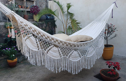 Beige Hammock Without Wood - Portable Natural Cotton | Columpiame