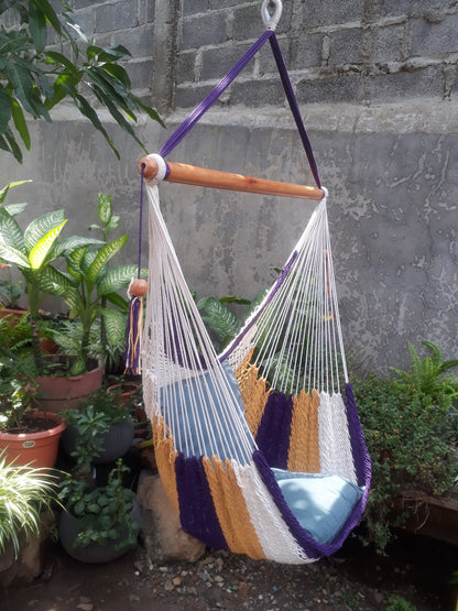Beautiful Tricolor Hanging Chair - Natural Cotton | Columpiame