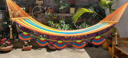 Multicolor Hammock with Wood - Natural Cotton | Columpiame