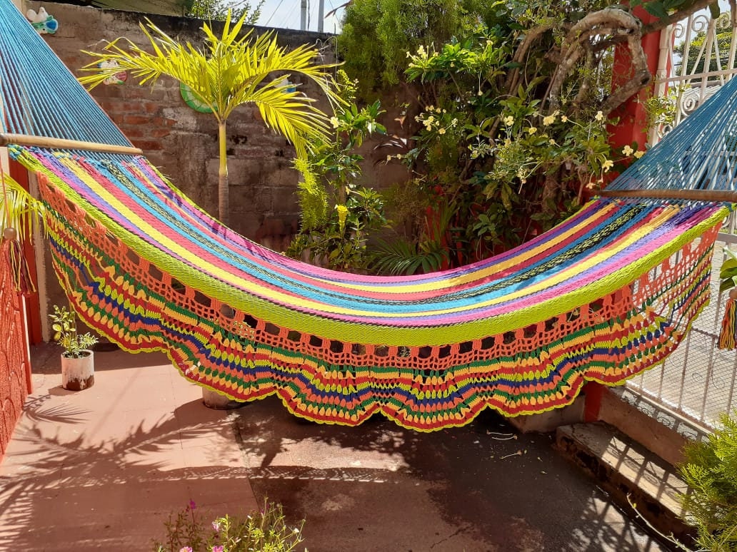 Varied Colors Hammock with Unique Lace - Natural Cotton | Columpiame