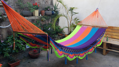 Violet, Turquoise, Orange, Pink and Lime Green Hammock - Natural Cotton | Columpiame