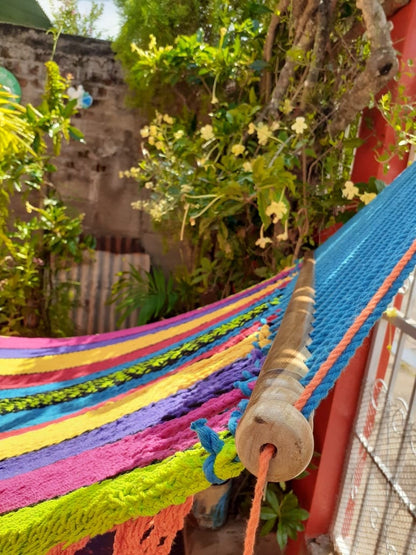 Varied Colors Hammock with Unique Lace - Natural Cotton | Columpiame