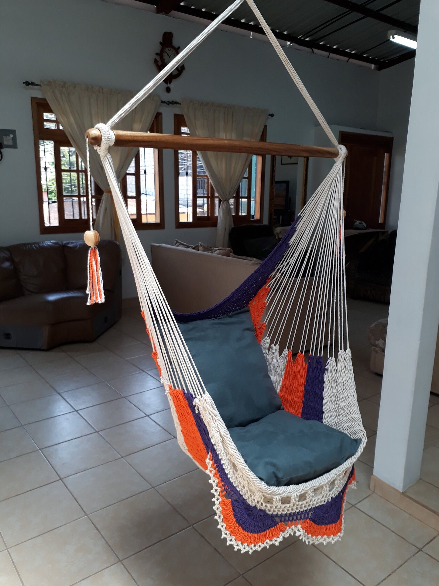 Individual Tricolor Hanging Chair - Natural Cotton & Wood | Columpiame