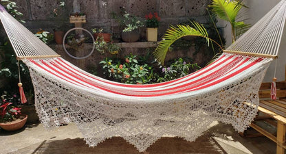 Red and Beige Hammock - 100% Natural Cotton | Columpiame