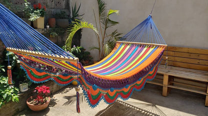 Multicolor Hammock with Wood - 100% Natural Cotton | Columpiame