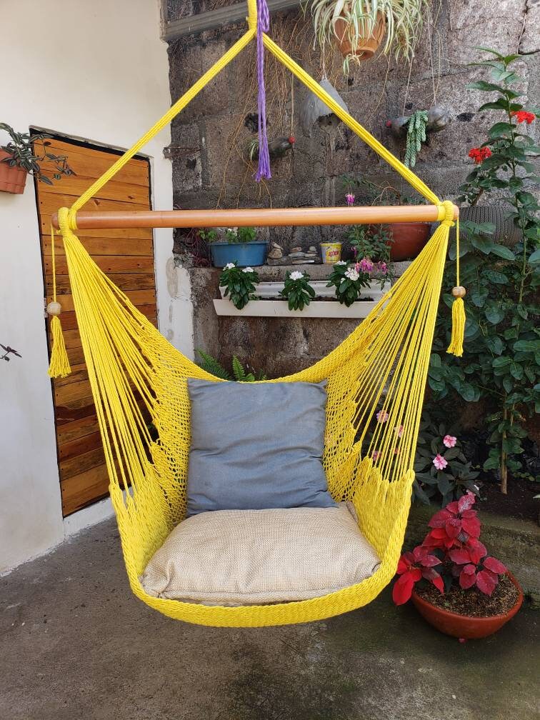 Cute Yellow Hanging Chair - 100% Natural Cotton | Columpiame