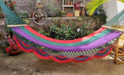 Beautiful Red, Green and Purple Hammock - Natural Cotton | Columpiame