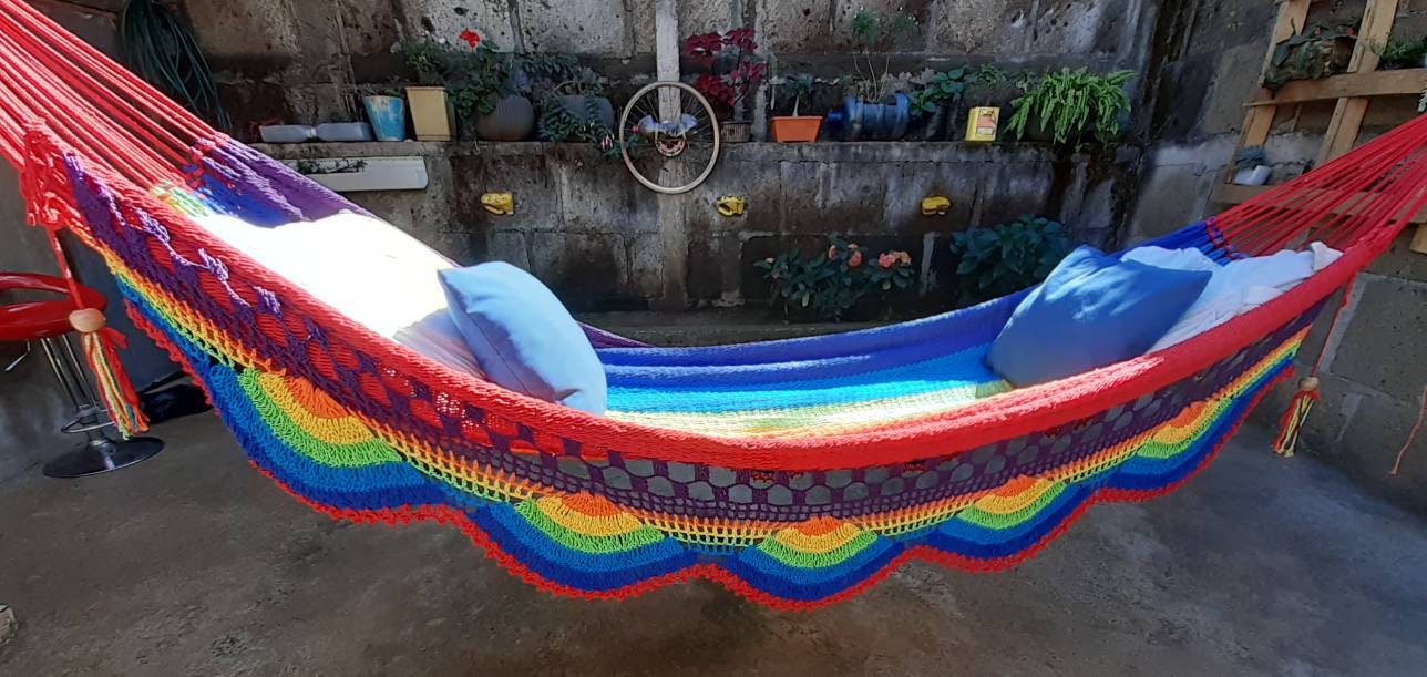 Multicolor Hammock Without Wood - Portable Natural Cotton | Columpiame