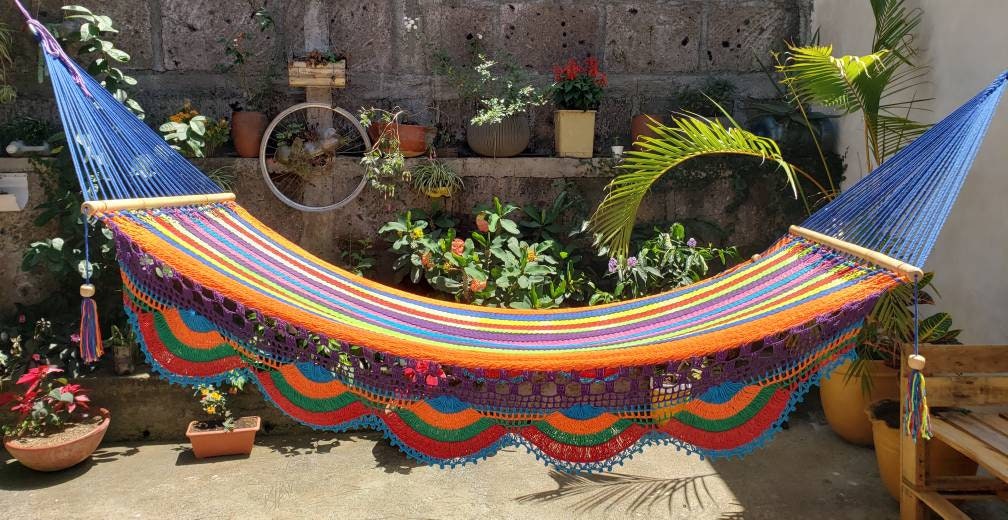 Multicolor Hammock with Wood - 100% Natural Cotton | Columpiame