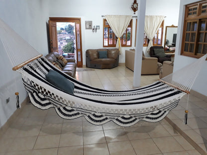 White and Blue Hammock Special for Gift - Natural Cotton | Columpiame