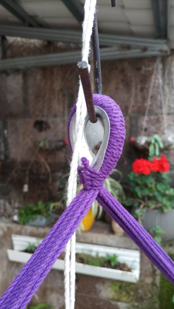 Purple Hanging Chair - Natural Cotton & Wood | Columpiame