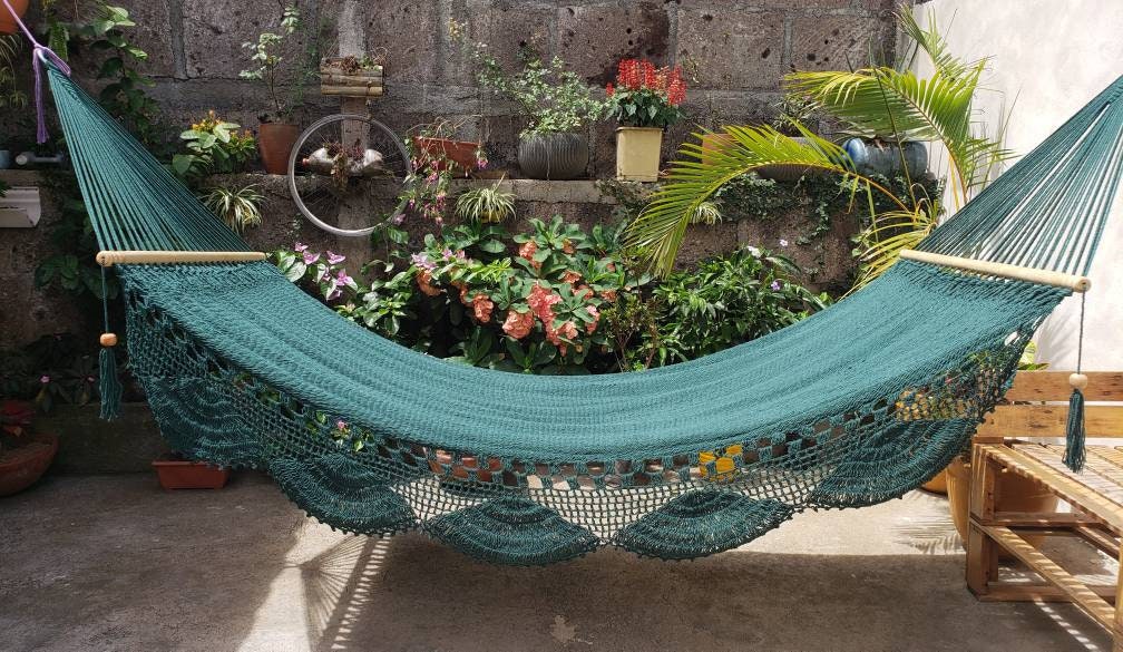 Green Hammock with Wood - 100% Natural Cotton | Columpiame