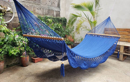 Blue Hammock with Wood - 100% Natural Cotton | Columpiame