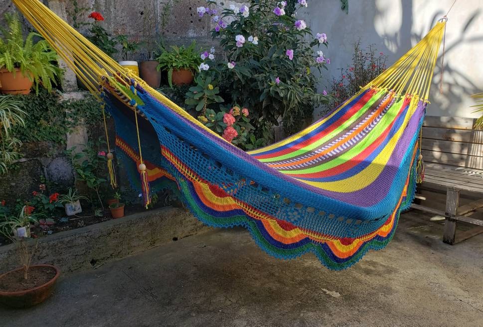 Pretty Multicolor Hammock Without Wood - Natural Cotton | Columpiame