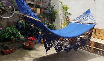 Magnificent Blue Hammock - Natural Cotton & Wood | Columpiame