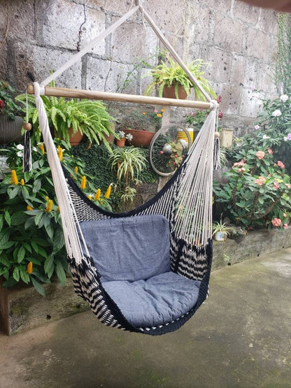 Black and White Cute Hanging Chair - Natural Cotton | Columpiame