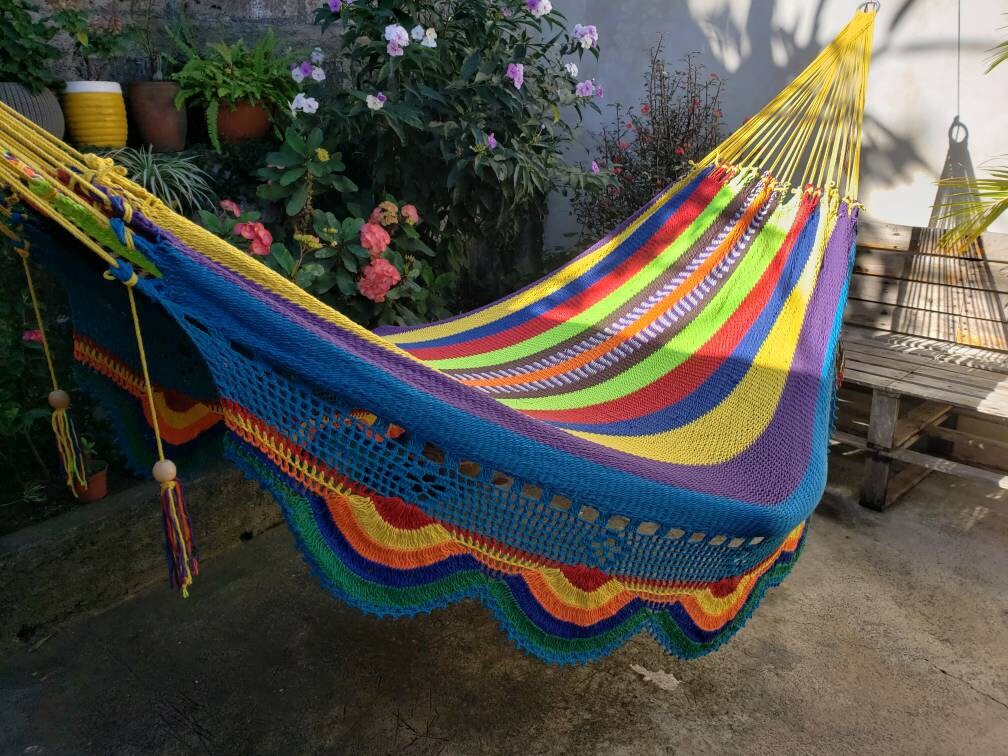 Pretty Multicolor Hammock Without Wood - Natural Cotton | Columpiame