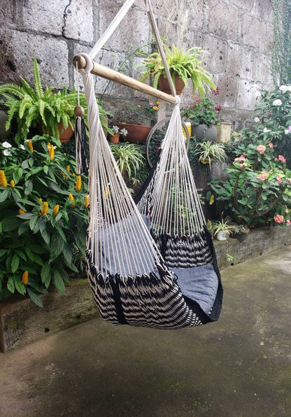Black and White Cute Hanging Chair - Natural Cotton | Columpiame
