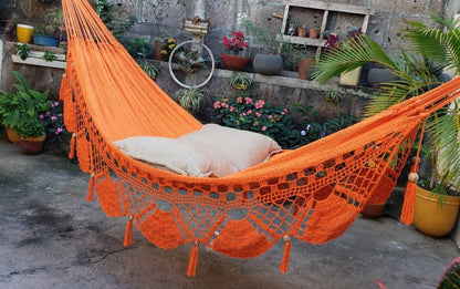 Orange Hammock Without Wood - Portable Natural Cotton | Columpiame