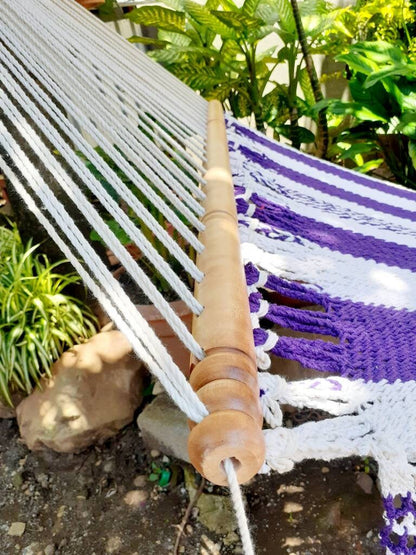 Purple and White Hammock - 100% Natural Cotton | Columpiame