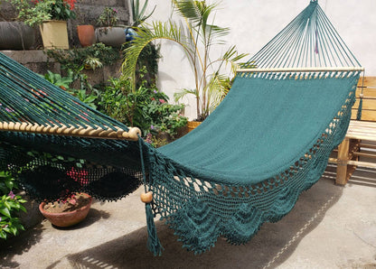 Green Hammock with Wood - 100% Natural Cotton | Columpiame