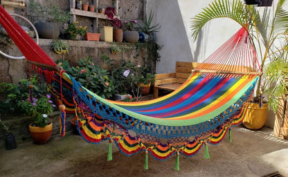 Cute Multicolor Hammock with Wood - Natural Cotton | Columpiame