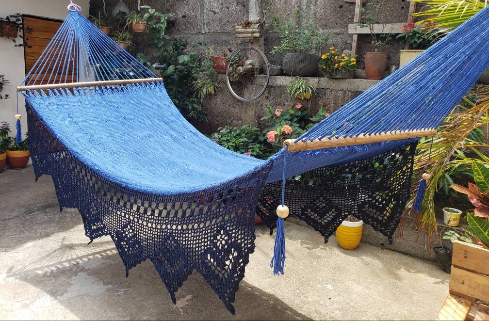 Magnificent Blue Hammock - Natural Cotton & Wood | Columpiame