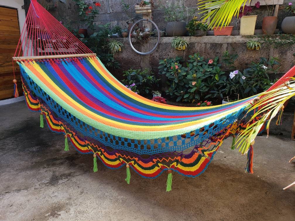 Cute Multicolor Hammock with Wood - Natural Cotton | Columpiame