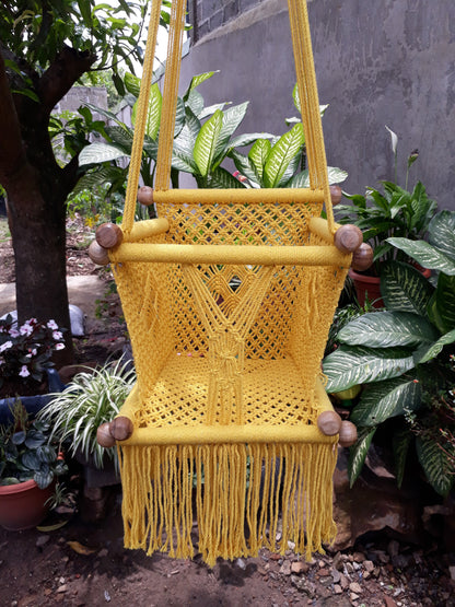 Beautiful Yellow Baby Hanging Chair - Natural Cotton | Columpiame