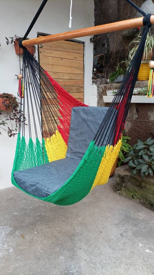 Rasta Hanging Chair - Natural Cotton & Wood | Columpiame