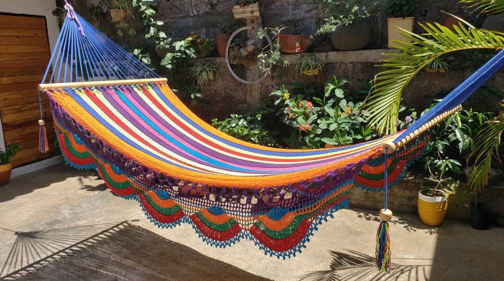 Multicolor Hammock with Wood - 100% Natural Cotton | Columpiame