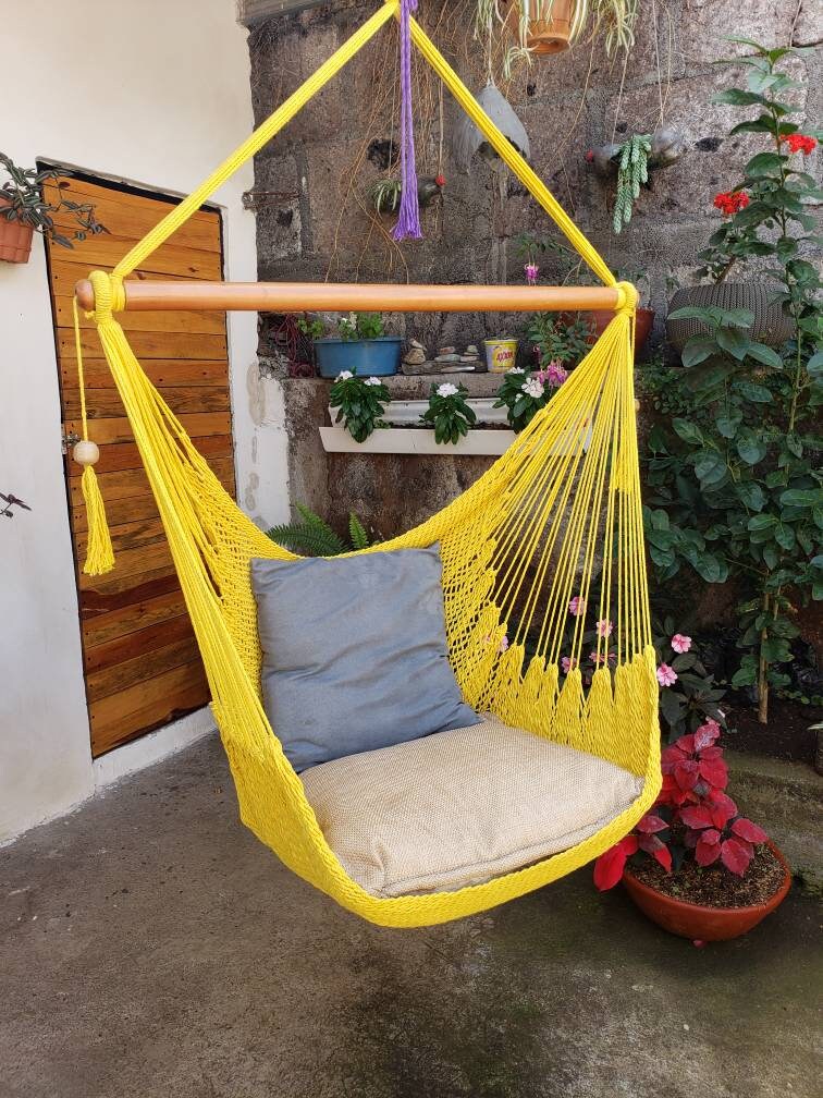 Cute Yellow Hanging Chair - 100% Natural Cotton | Columpiame