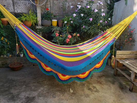 Pretty Multicolor Hammock Without Wood - Natural Cotton | Columpiame