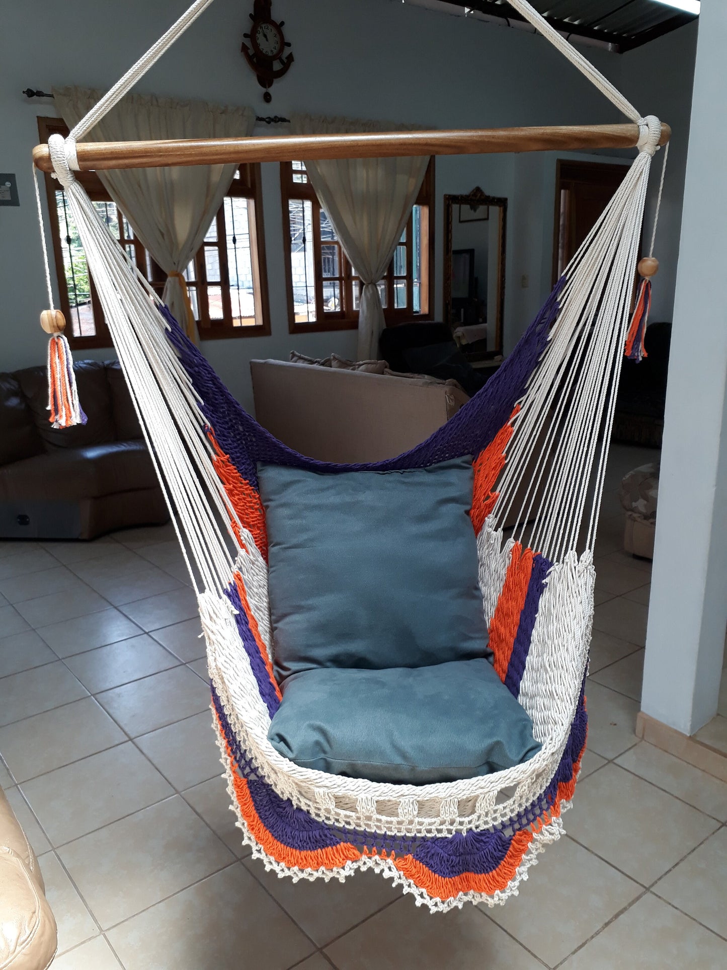Individual Tricolor Hanging Chair - Natural Cotton & Wood | Columpiame