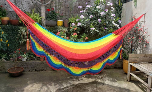 Multicolor Hammock Without Wood with Brilliant Colors - Natural Cotton | Columpiame