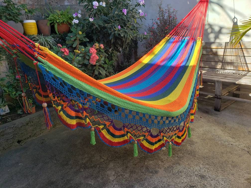 Cute Multicolor Hammock Without Wood - Natural Cotton | Columpiame