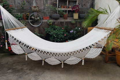 Beige Hammock with Wood - 100% Natural Cotton | Columpiame