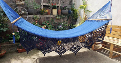 Magnificent Blue Hammock - Natural Cotton & Wood | Columpiame